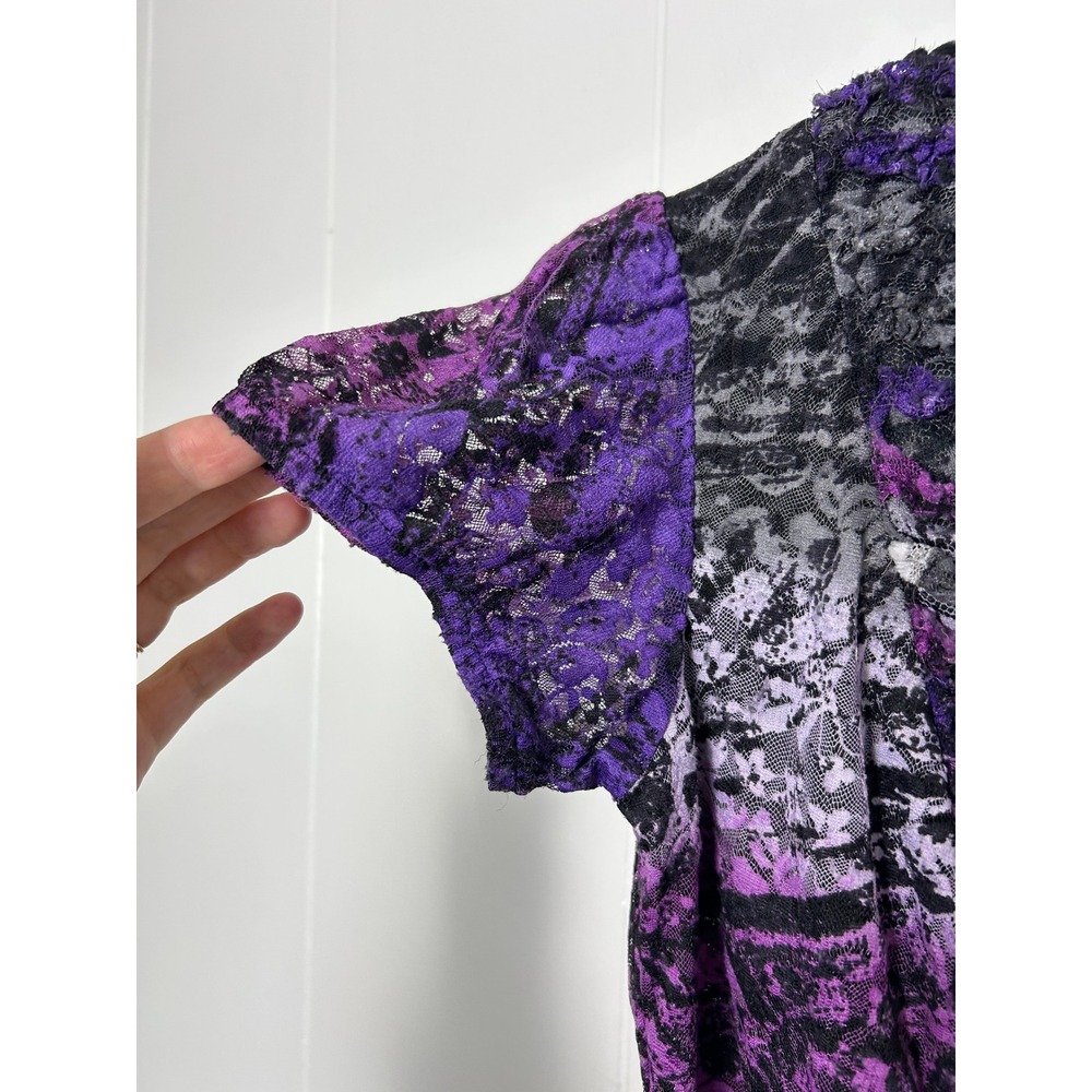 Y2K AB Studio Top‎ Womens S Purple Ombre Lace V-Neck Whimsigoth dark romantic - Picture 7 of 8